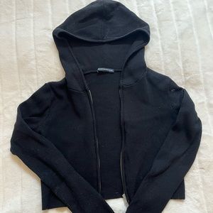 Brandy Melville cropped black Arden hoodie